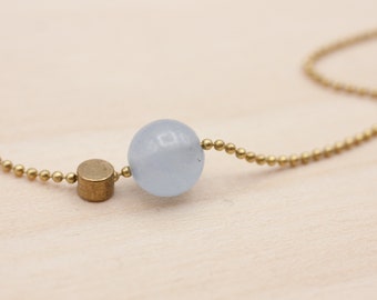 Quartzite ball - brass necklace 38-42 cm or 46-50 cm
