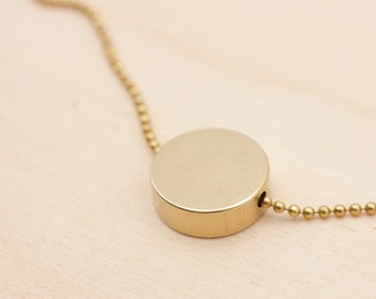 Thick circle. short brass necklace 38-42 cm