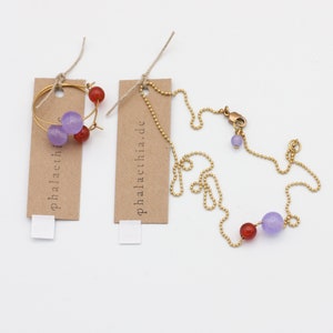 Lilac & Orange Adjustable Necklace Made from High Recycled Brass Brass Choice of length image 8