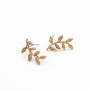 branches. 17mm pure brass and stainless steel stud earrings