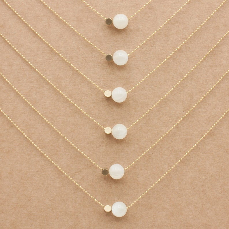 Moonstone ball brass necklace 38-42 cm or 46-50 cm image 3