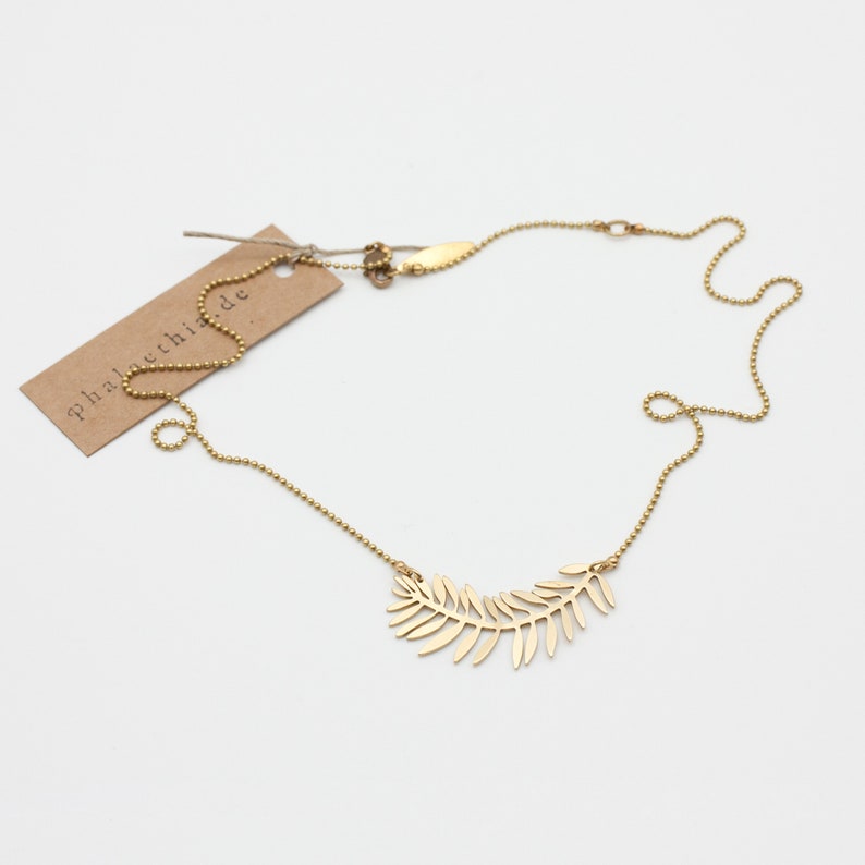 Howea. Handmade short necklace 38-42 cm made of brass image 4