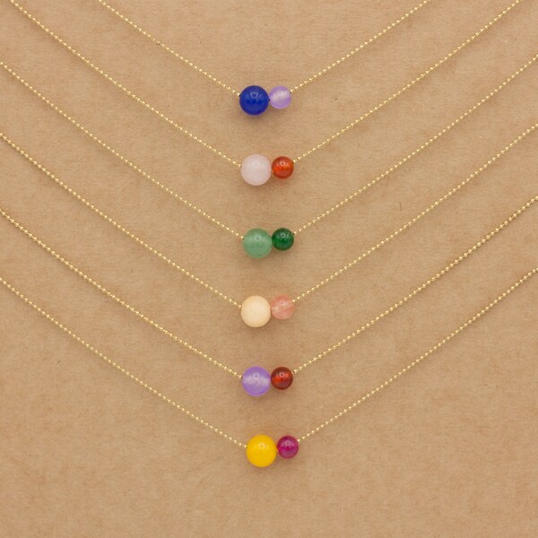 Farbkonfigurator. Zweifarbige Halskette - Farben & Länge wählbar. Verstellbar und handgefertigt aus Messing mit hohem Recyclinganteil