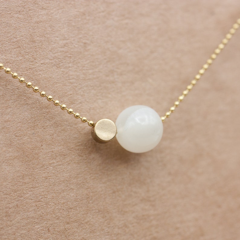 Moonstone ball brass necklace 38-42 cm or 46-50 cm image 2