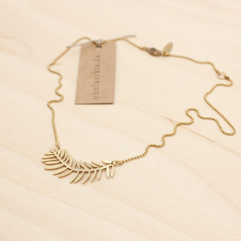Howea. Handmade short necklace 38-42 cm made of brass image 2