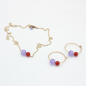 Lilac & Orange Adjustable Necklace Made from High Recycled Brass Brass Choice of length image 4