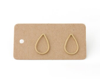 Drop line. Hand-soldered brass contour stud earrings