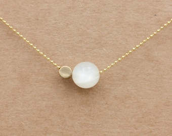 Moonstone ball - brass necklace 38-42 cm or 46-50 cm