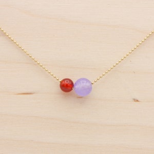 Lilac & Orange Adjustable Necklace Made from High Recycled Brass Brass Choice of length image 1