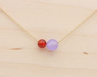 Lilac & Orange Adjustable Necklace Made from High Recycled Brass Brass Choice of length