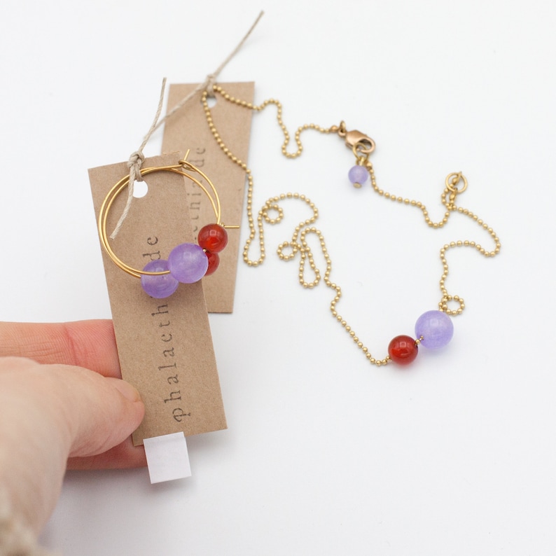 Lilac & Orange Adjustable Necklace Made from High Recycled Brass Brass Choice of length image 6