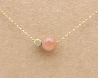 Sunstone ball - brass necklace 38-42 cm or 46-50 cm