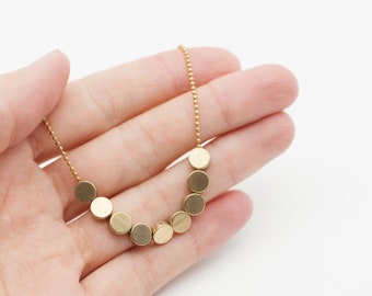 Small circle order. short brass necklace 38-42 cm
