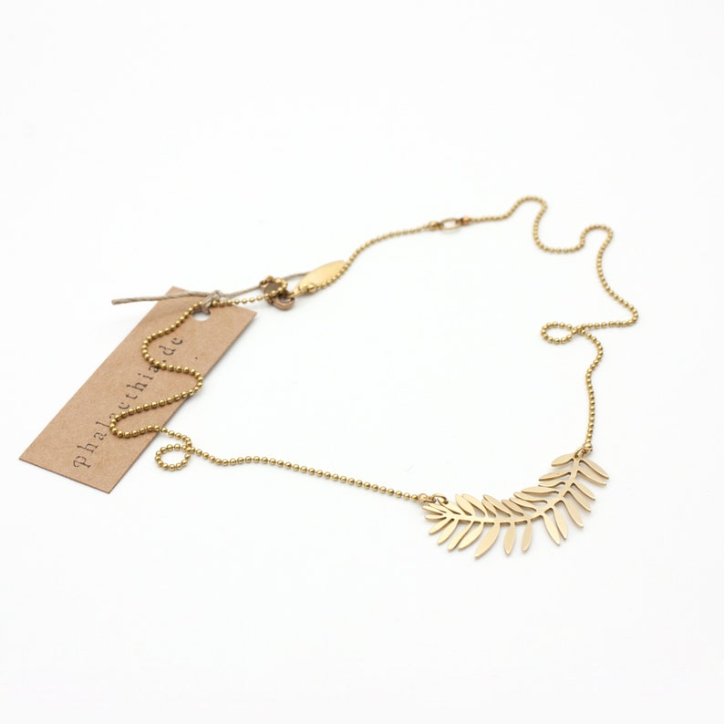 Howea. Handmade short necklace 38-42 cm made of brass image 5