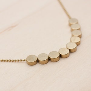 Small circular arrangement. short brass necklace 38-42 cm image 2