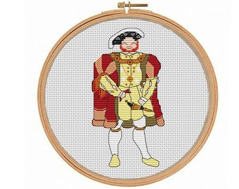 King Henry VIII Cross Stitch Pattern, Tudor Costume, Home Decor, Handmade Gift, Embroidery Design, British Royalty, History Gift, Tudor King