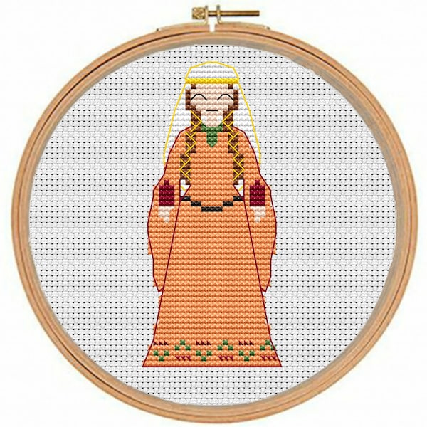 Cross Stitch Pattern, Middle Ages Costume, Gothic Costume, Historical Dress, History Gift, Home Decor, Embroidery Design,Modern Cross Stitch