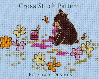 Black Bear Cross Stitch Pattern: Embroidery Designs (Digital Download)