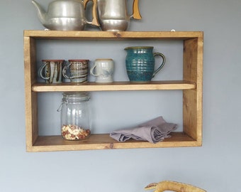 Wooden Double Shelf Wall Unit, Kitchen Storage,Bookshelf