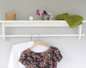 Wall Mounted Wooden Clothes Rail for Bedroom Storage UK