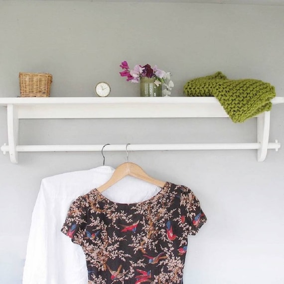 Wall Mounted Wooden Clothes Rail for Bedroom Storage