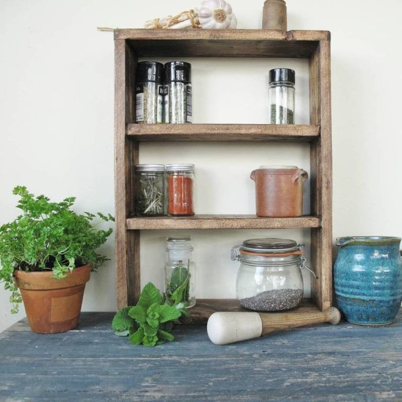 Reclaimed Rustic Kitchen Spice Racktable Top or Wall Mounted - Etsy