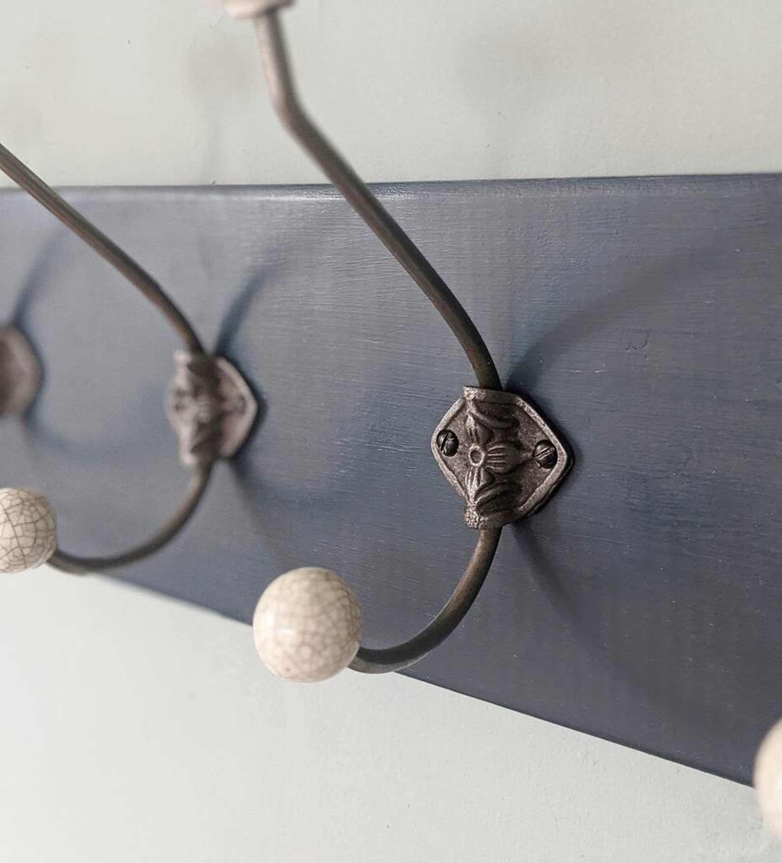 Hague Blue Farrow and Ball Coat Rack With a Choice of Hooks - Etsy UK