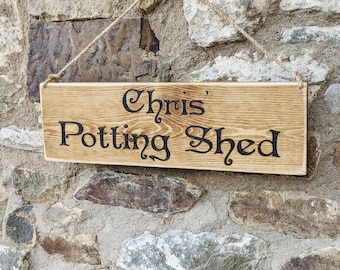 Personalised Potting Shed Vintage Wooden Sign