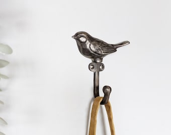 Cast Iron Bird Hook Mountedon Reclaimed Wood