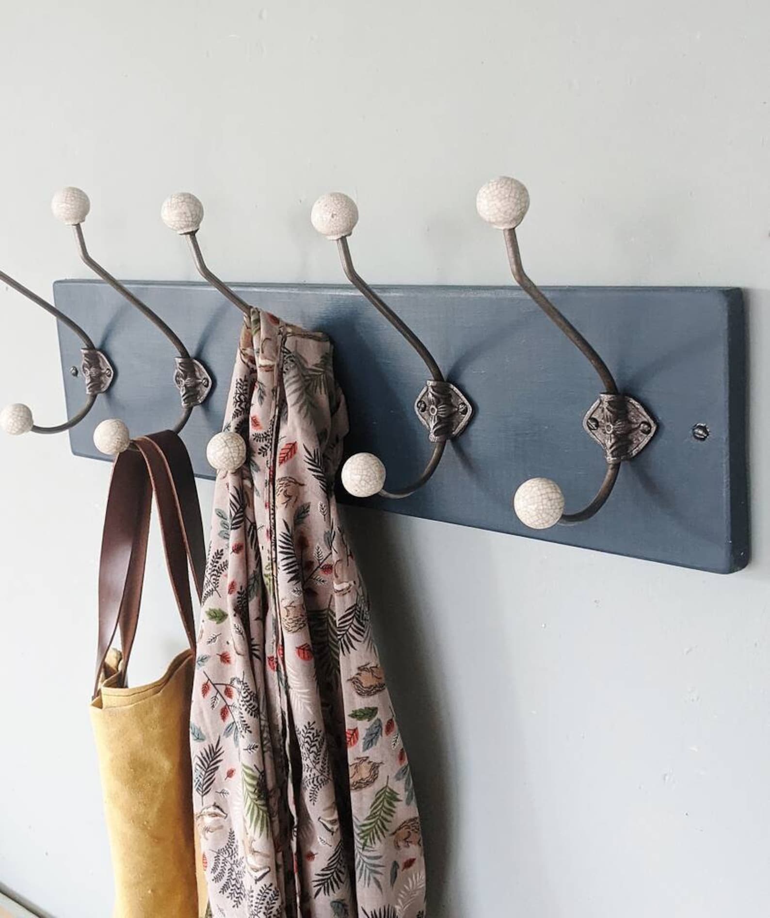 Hague Blue Farrow and Ball Coat Rack With a Choice of Hooks - Etsy UK
