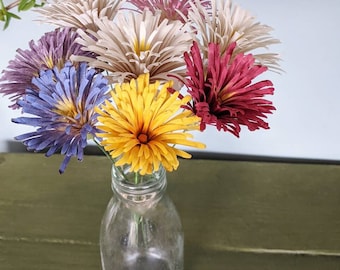 Hand Whittled Wooden Garden Flower Bouquet