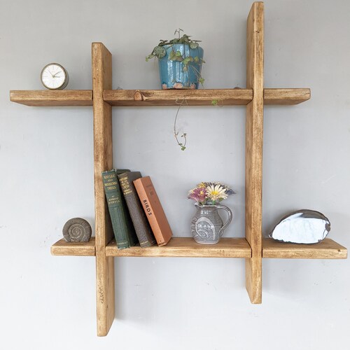 Reclaimed Wooden Wall Mounted Display Shelf Bookcase Etsy UK