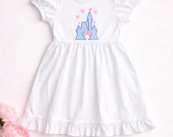 Personalized Pink Castle Shirt or Dress – Embroidered Minnie Bow Tee – Custom Vacation Outfit – Princess Park Day or Birthday Shirt