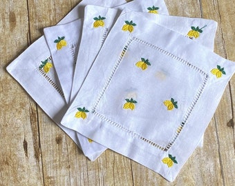 Lemon Cocktail Napkins set of 4