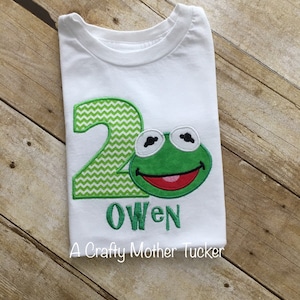 Kermit birthday applique shirt
