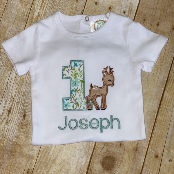 One DEER full first  birthday shirt