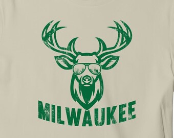 Vintage Milwaukee Bucks Fear the Deer Buck Basketball NBA T 