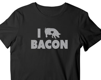 I Love Bacon Unisex Short Sleeve T-Shirt, Funny Bacon Shirt