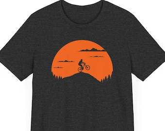Sunset Mountain Biking Graphic Tee, Cyclist Gift
