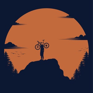 Sunset Mountain Bike Ride T-shirt, Cycling Short Sleeve Shirt image 2