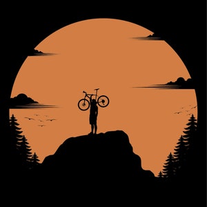 Sunset Mountain Bike Ride T-shirt, Cycling Short Sleeve Shirt image 4