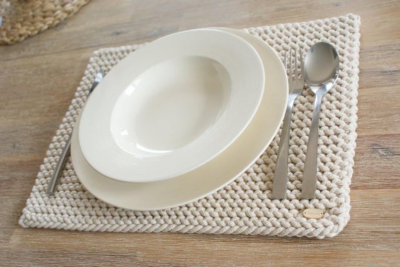 Placemat KNITTING PATTERN Cotton Table Mat Pdf Modern Etsy
