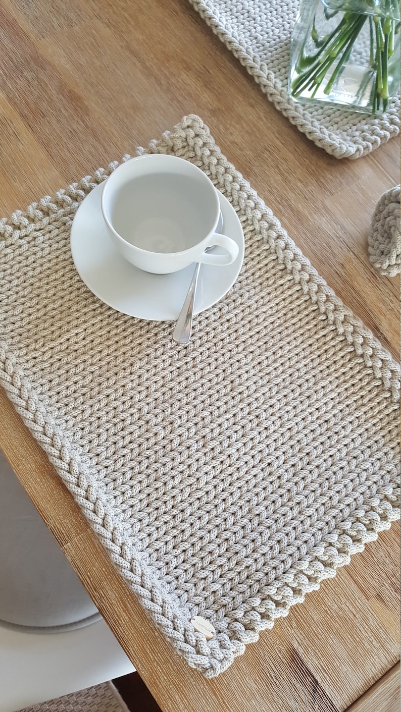 Placemats Set of 4 Knitted Cotton Placemats Modern table Etsy