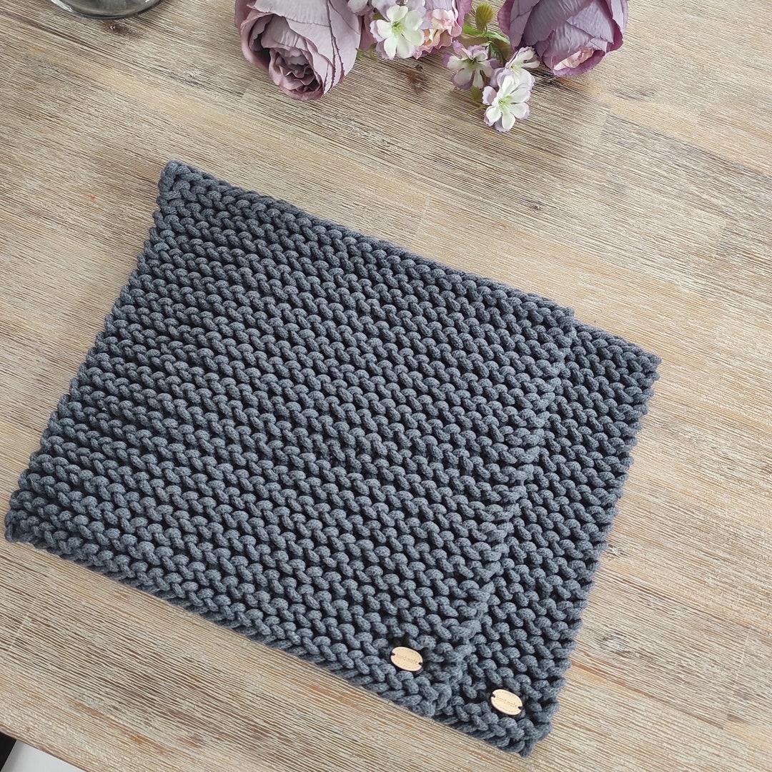Knit Placemats Set of 2 Cotton Knit Table Mats Handmade Etsy