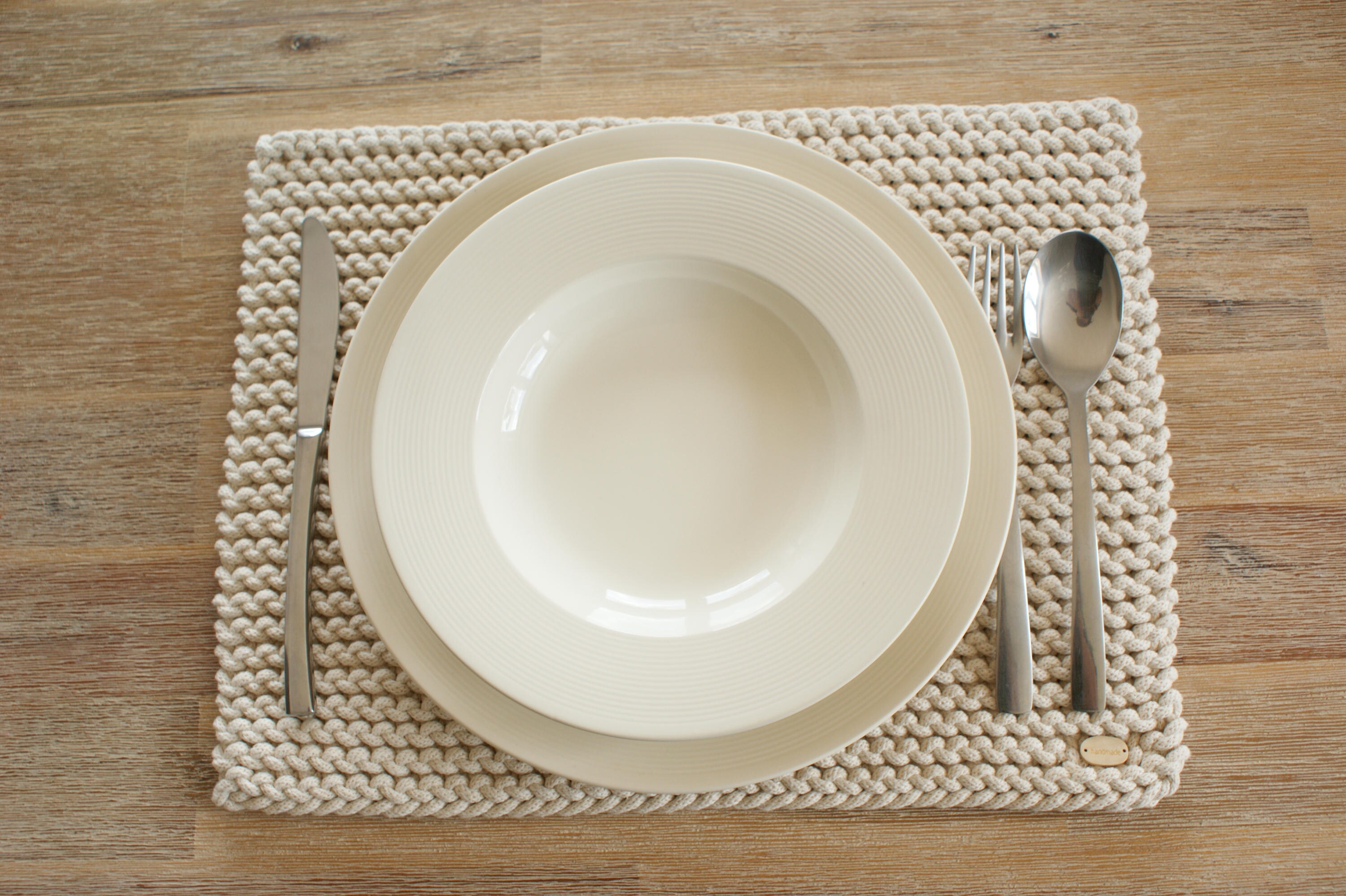 Placemats Set of 4 Knitted Cotton placemats Table mats Ecru Etsy