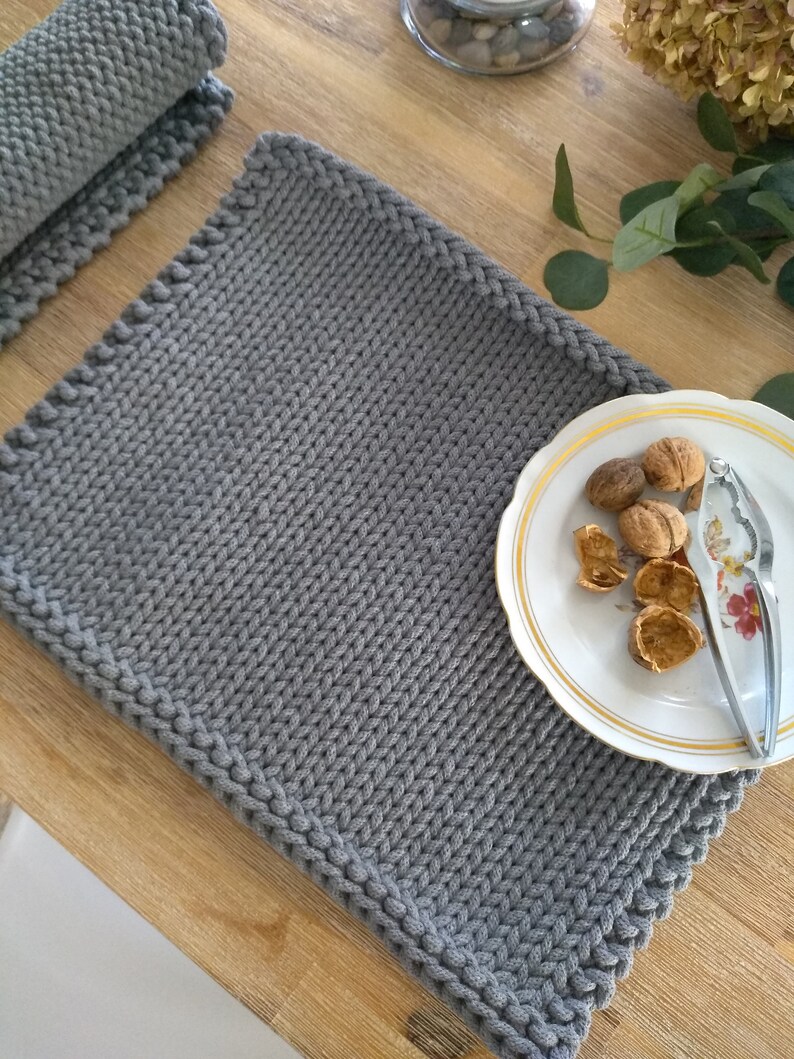 Set of 6 Placemats Knitted Cotton Placemats Handmade Table Etsy