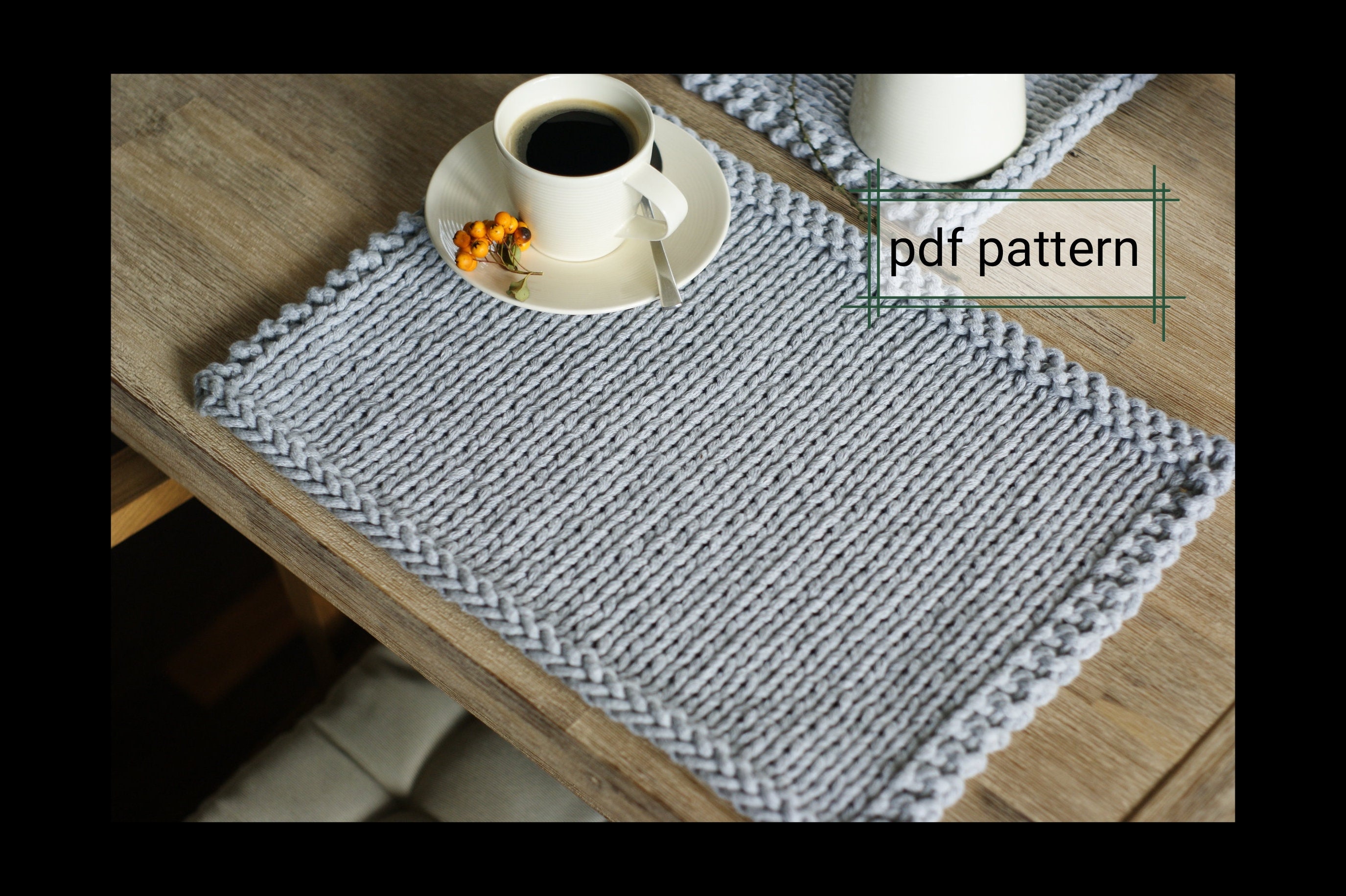 Placemat pattern Knitted Cotton placemat hand knit Etsy