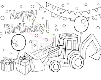 Birthday Coloring Pages Love Happy Birthday Color Pages - Etsy