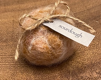 Handmade Needle Felted Sourdough Bread Boule, Loaf, Wool Ornament, Christmas or Any Day, NEW