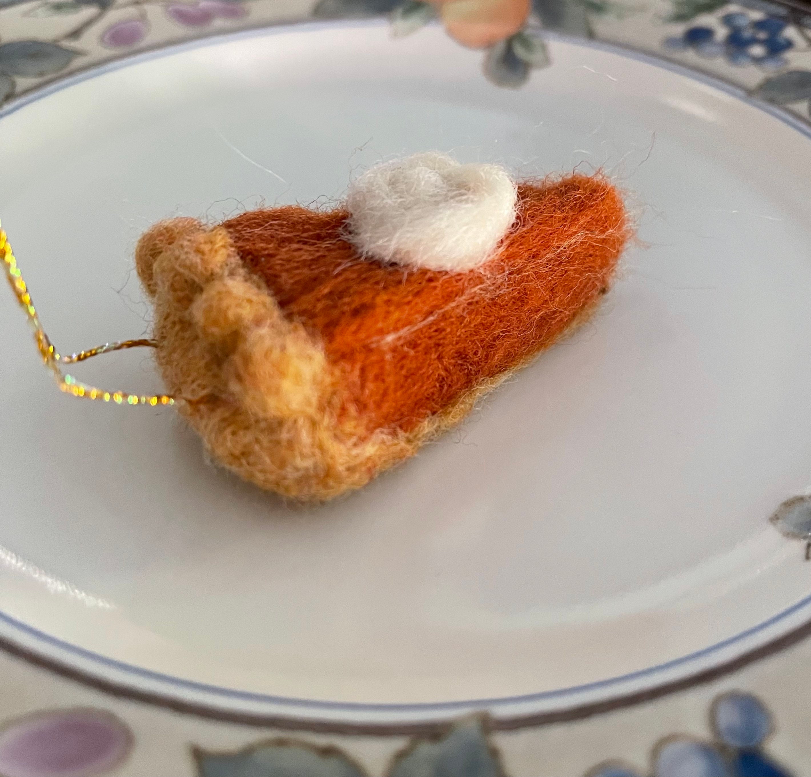 Handmade Needle-felted Pumpkin Pie wool Ornament, USA MADE